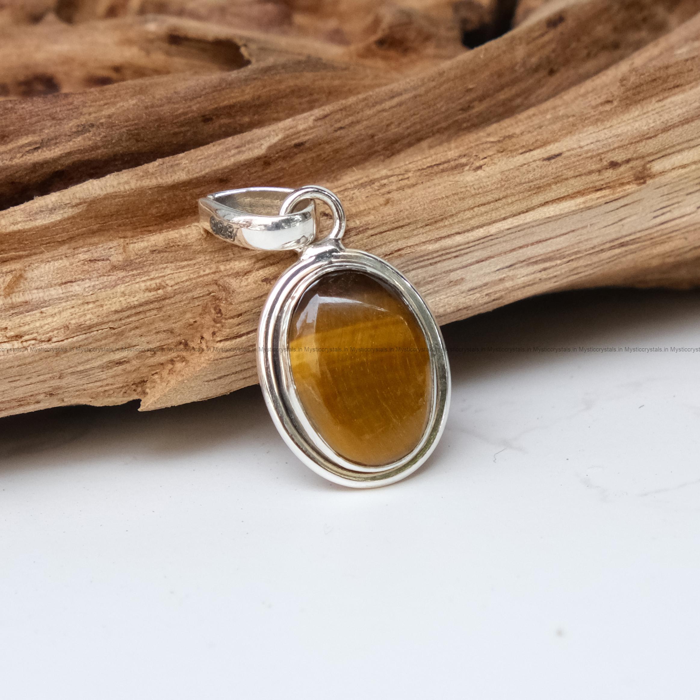 Tiger Eye Faceted Pure Silver Pendants