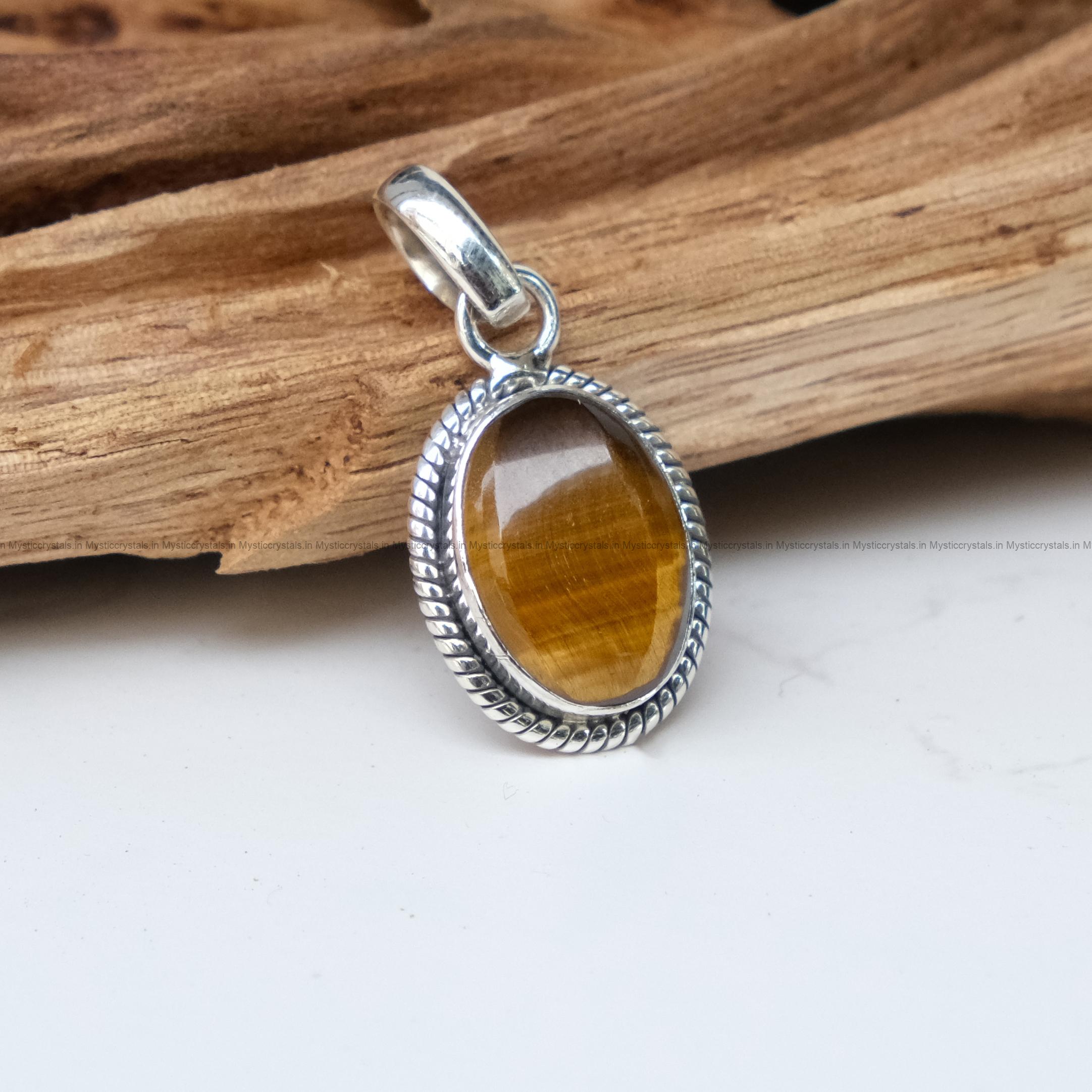 Tiger Eye Faceted Pure Silver Pendants