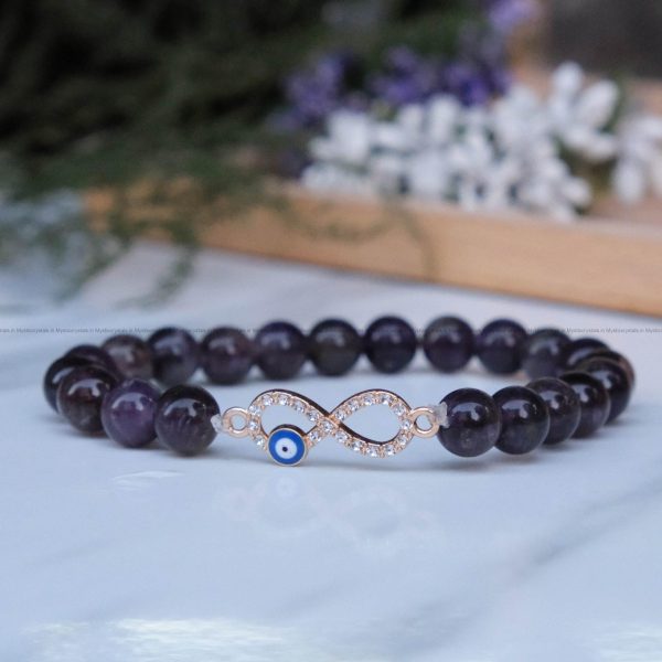 Amethyst Infinity Charm Bracelet
