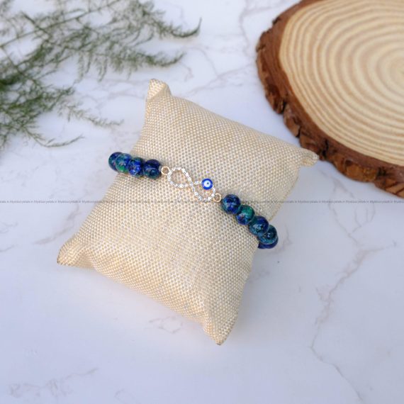 Azurite With Malachite Infinity Charm Bracelet