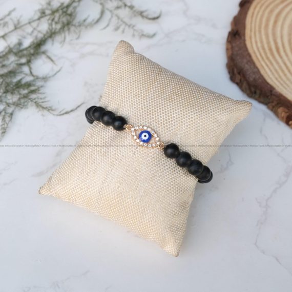 Black Matte Evil Eye Charm Bracelet