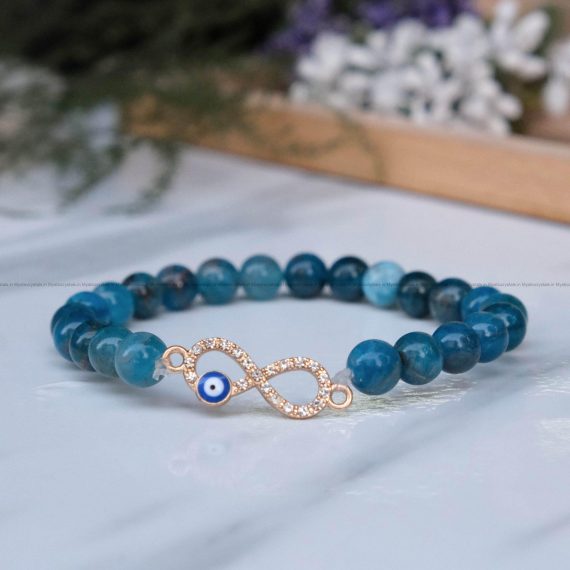 Blue Apatite Infinity Charm Bracelet