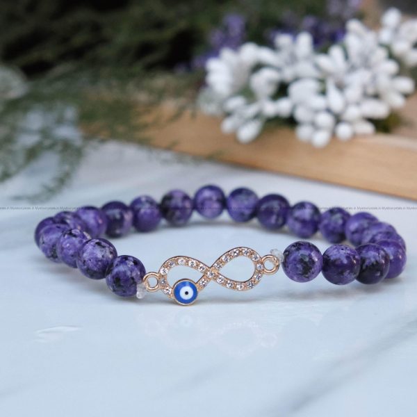 Charoite Infinity Charm Bracelet