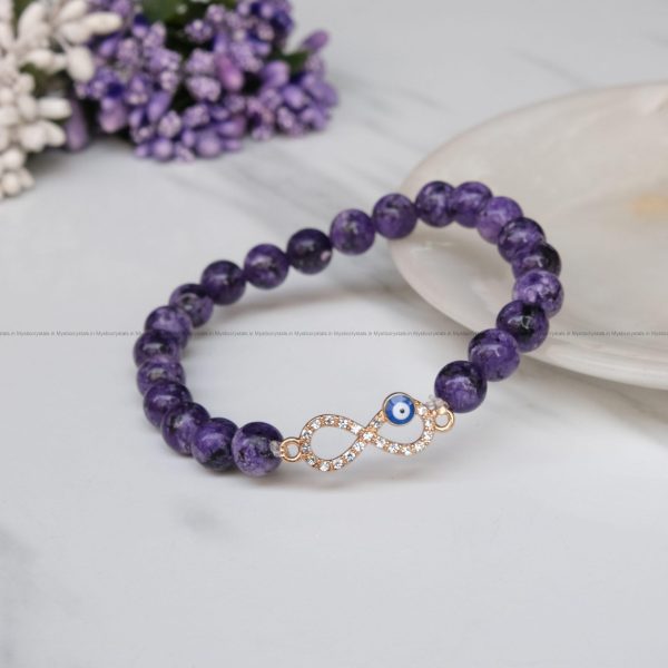 Charoite Infinity Charm Bracelet