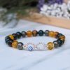 Citrine Pyrite and Tiger eye Infinity Charm Bracelet
