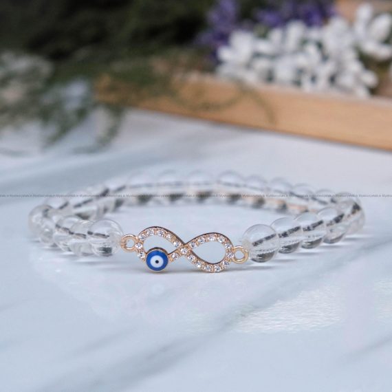 Clear Quartz Infinity Charm Bracelet