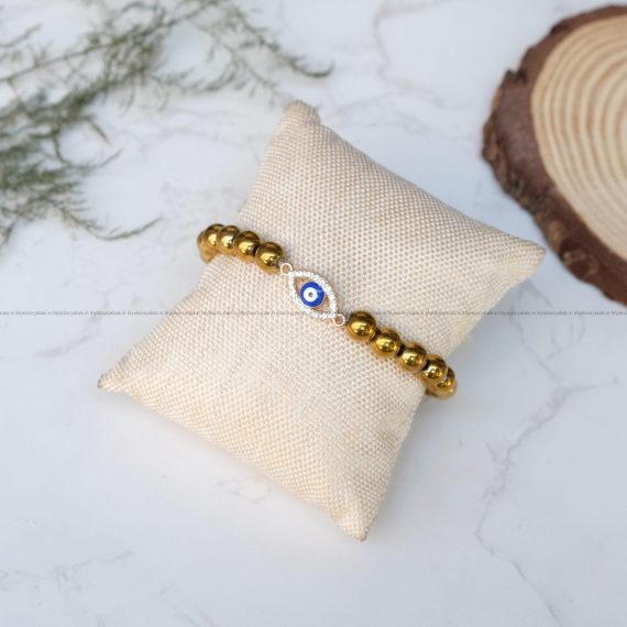 Golden Hematite Evil Eye Charm Bracelet