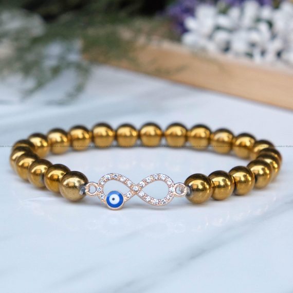 Golden Hematite Infinity Charm Bracelet