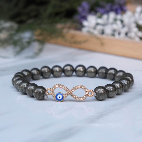 Golden Pyrite Infinity Charm Bracelet