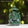 Dark Green Aventurine Lord Ganesha with Chatra