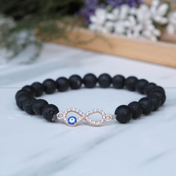 Lava Bead Infinity Charm Bracelet