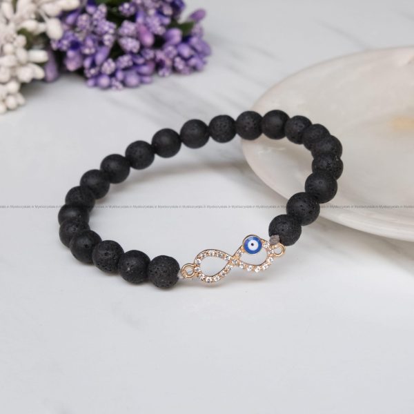 Lava Bead Infinity Charm Bracelet