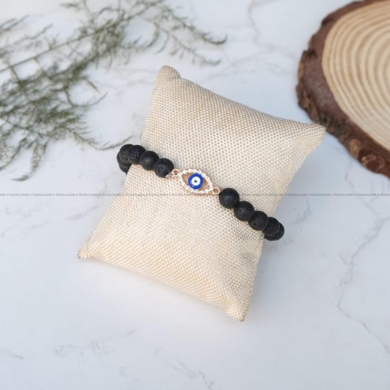 Lava Bead Eye Charm Bracelet