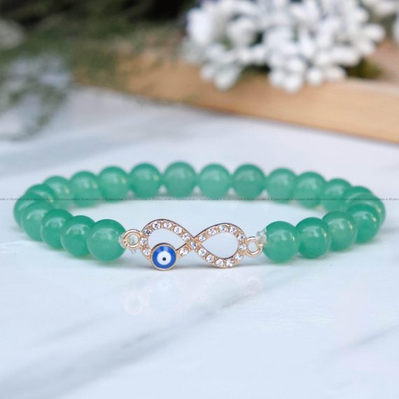 Light Green Aventurine Infinity Charm Bracelet