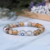 Crazy Lace Agate Infinity Charm Bracelet