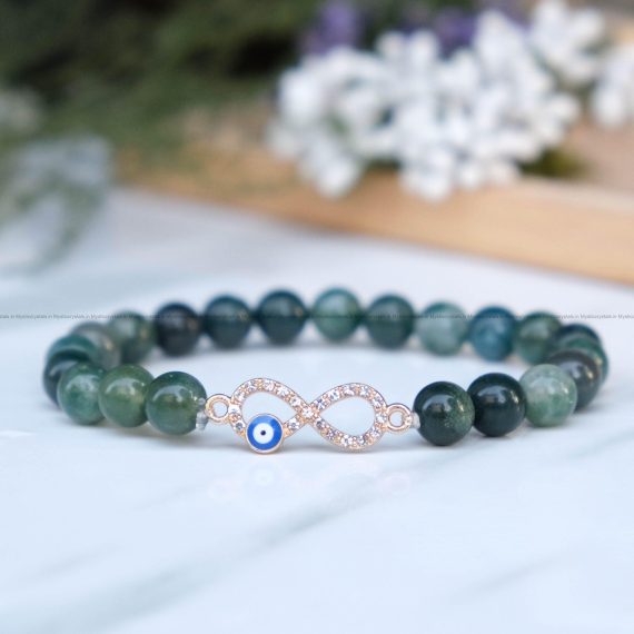Moss Agate Infinity Charm Bracelet