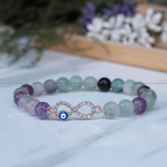 Multi Fluorite Infinity Charm Bracelet