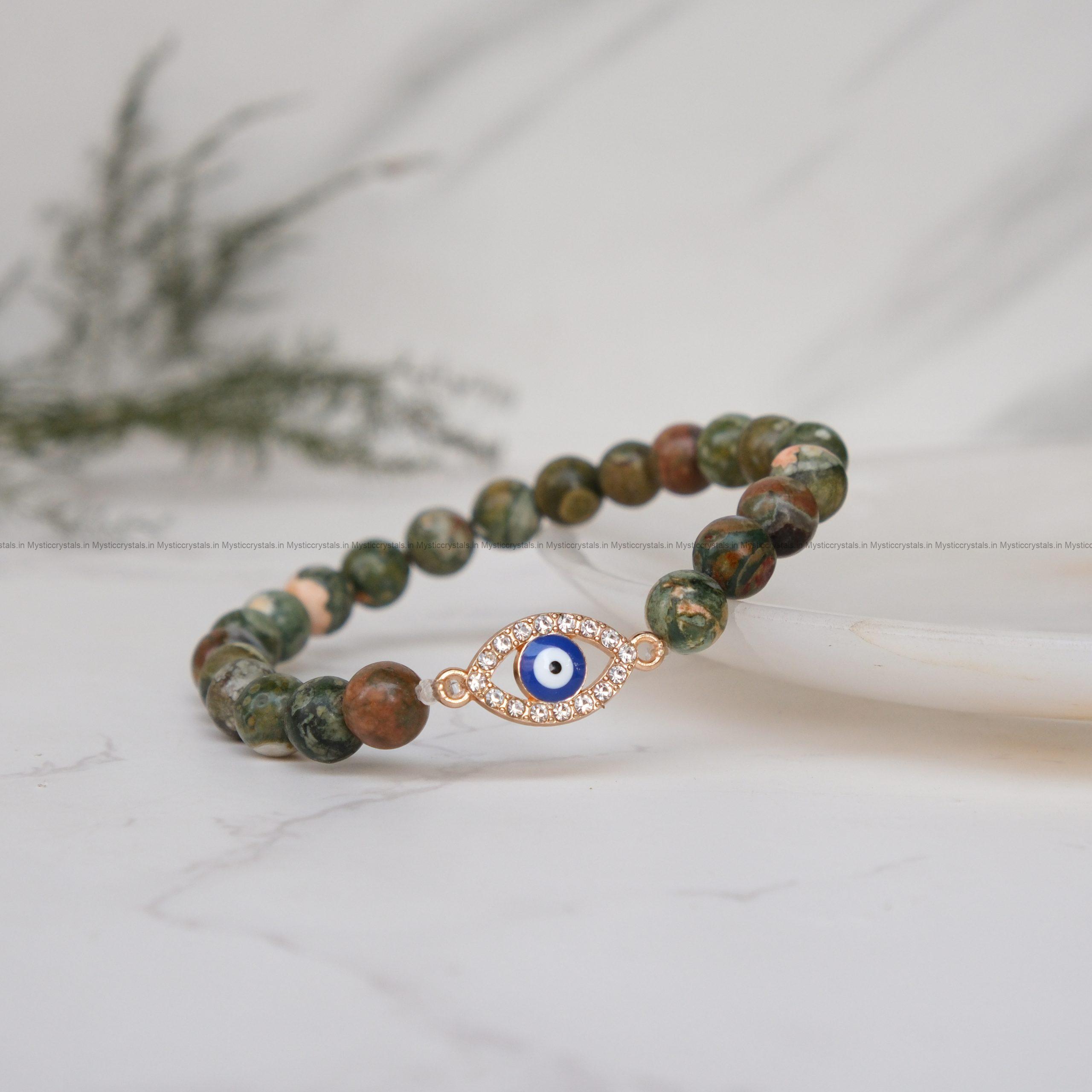 Ocean Jasper Evil Eye Charm Bracelet