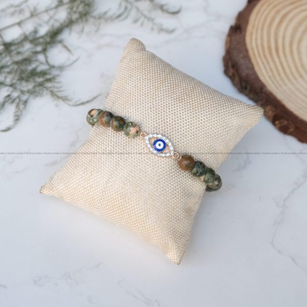 Ocean Jasper Evil Eye Charm Bracelet