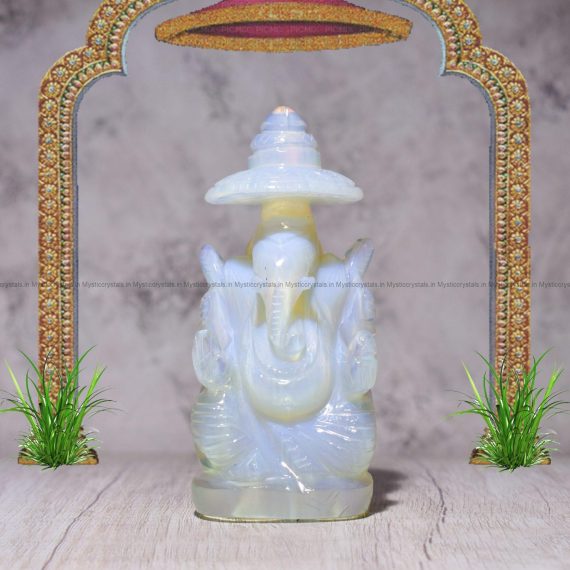 Opalite Lord Ganesha with Chatra