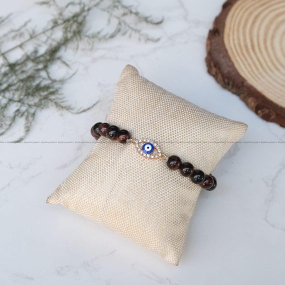 Red Tiger Eye Evil Eye Charm Bracelet