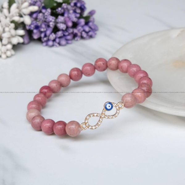 Rhodochrosite Infinity Charm Bracelet