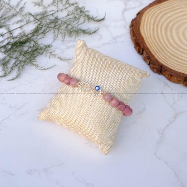 Rhodochrosite Infinity Charm Bracelet
