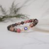 Rhodonite Evil Eye Charm Bracelet