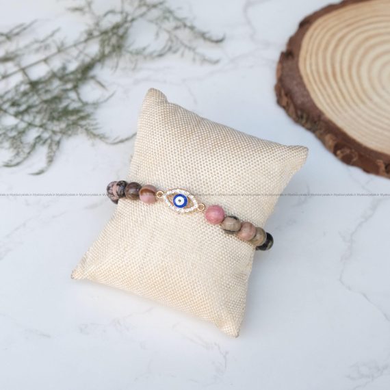 Rhodonite Evil Eye Charm Bracelet