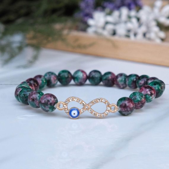 Ruby Zoisite Infinity Charm Bracelet