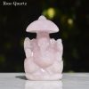 Rose Quartz Lord Ganesha with Chatra