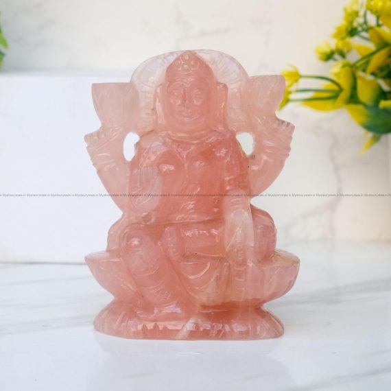 Rose Quartz Laxmi Mata Goddess of Wealth and Prosperity