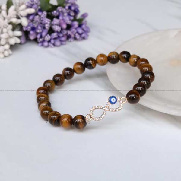 Tiger Eye Infinity Charm Bracelet