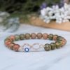 Unakite Infinity Charm Bracelet