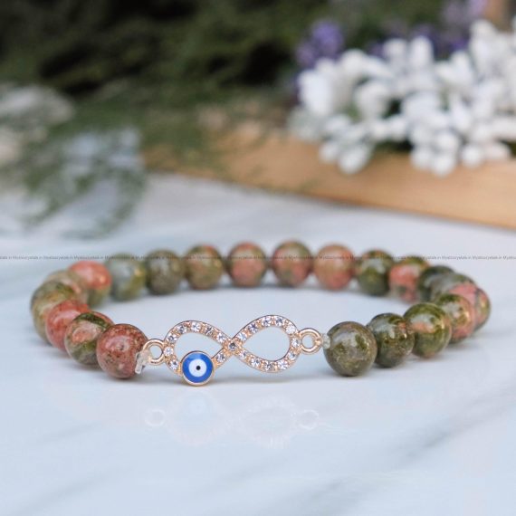Unakite Infinity Charm Bracelet