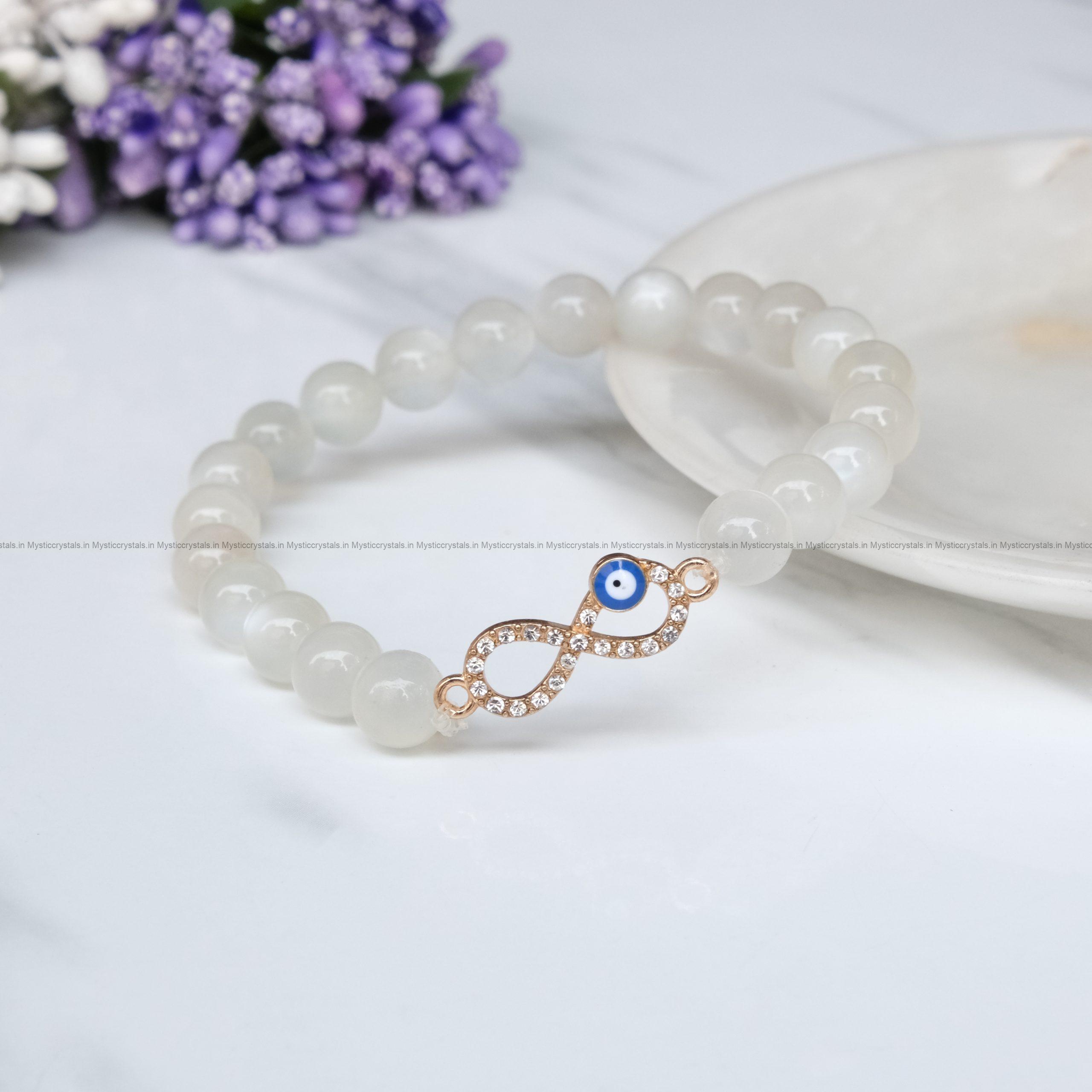 White Moonstone Infinity Charm Bracelet