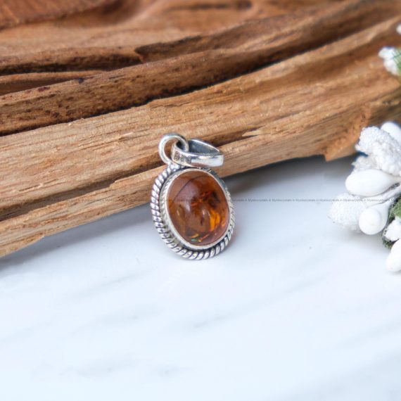 Amber Pure Silver Pendants