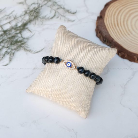 Blue Tiger Eye Evil Eye Charm Bracelet