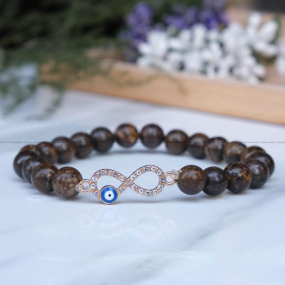 Bronzite Infinity Charm Bracelet
