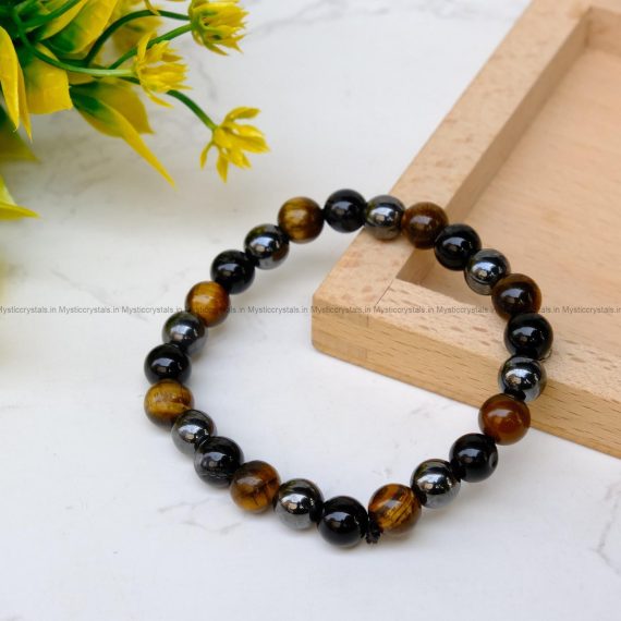 Black Obsidian Tiger Eye & Hematite Combo Bracelet