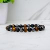 Black Obsidian Tiger Eye & Hematite Combo Bracelet