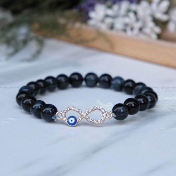 Blue Tiger Eye Infinity Charm Bracelet