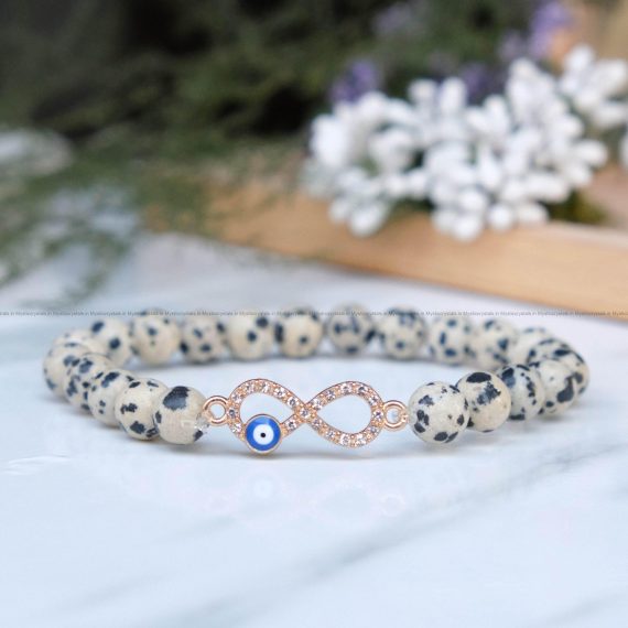 Dalmatian Jasper Infinity Charm Bracelet