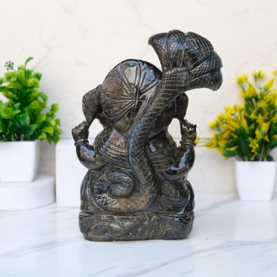 Labradorite Crystal Lord Ganesha with Sheshnag