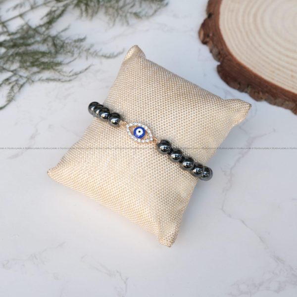 Hematite Evil Eye Charm Bracelet