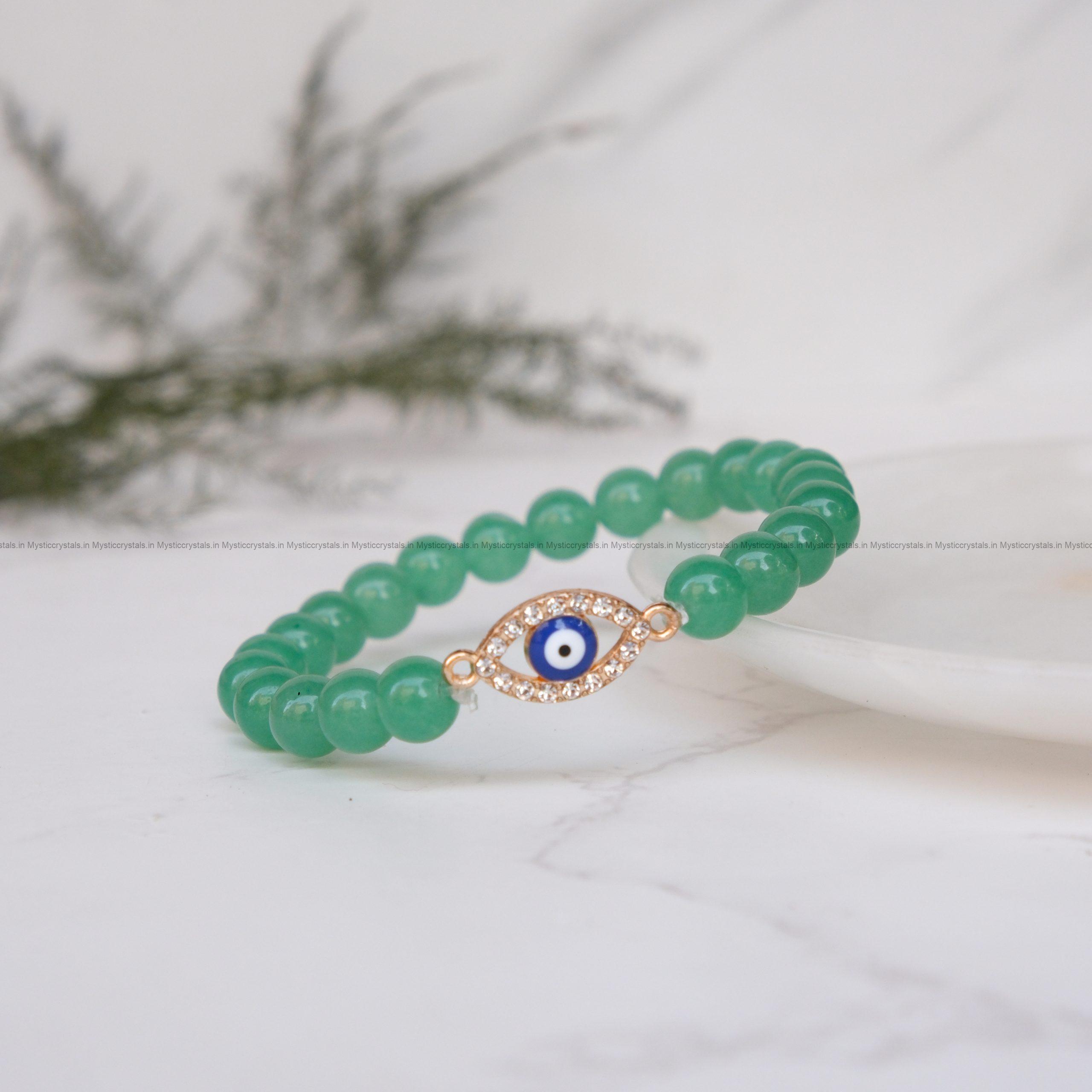 Green Aventurine Evil Eye Charm Bracelet