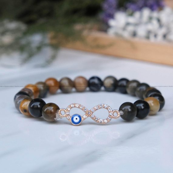 Petrified Wood Infinity Charm Bracelet