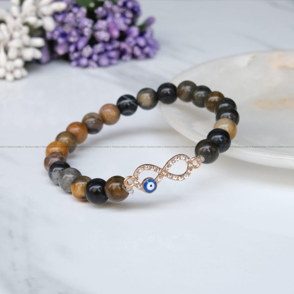 Petrified Wood Infinity Charm Bracelet