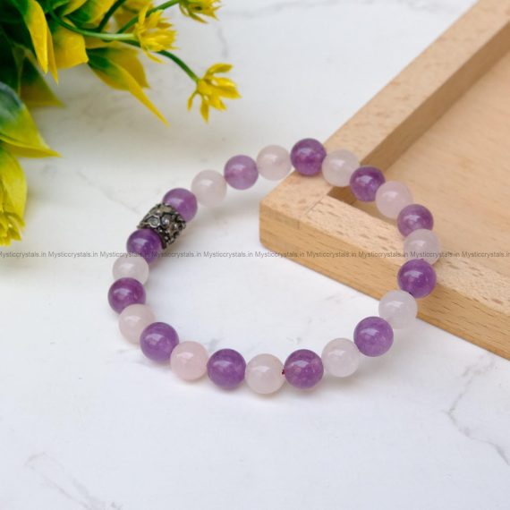 Rose Quartz and Amethyst Combo Bracelet