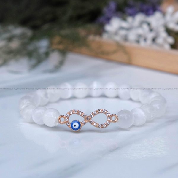 Selenite Infinity Charm Bracelet